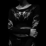 Womens Diamond Heart cropped Thermal T shirt VOID BLACK 1.webp